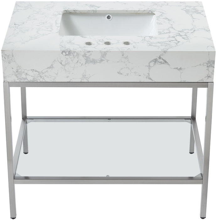 Marmo - Engineered Marble Bathroom Vanity With Chrome Base