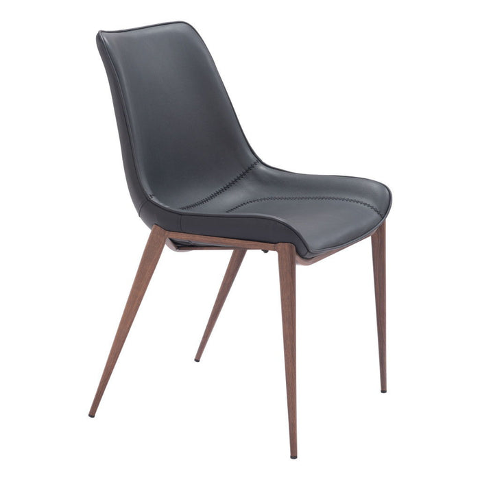 Upholstered Faux Leather Dining Side Chairs (Set of 2) - Black