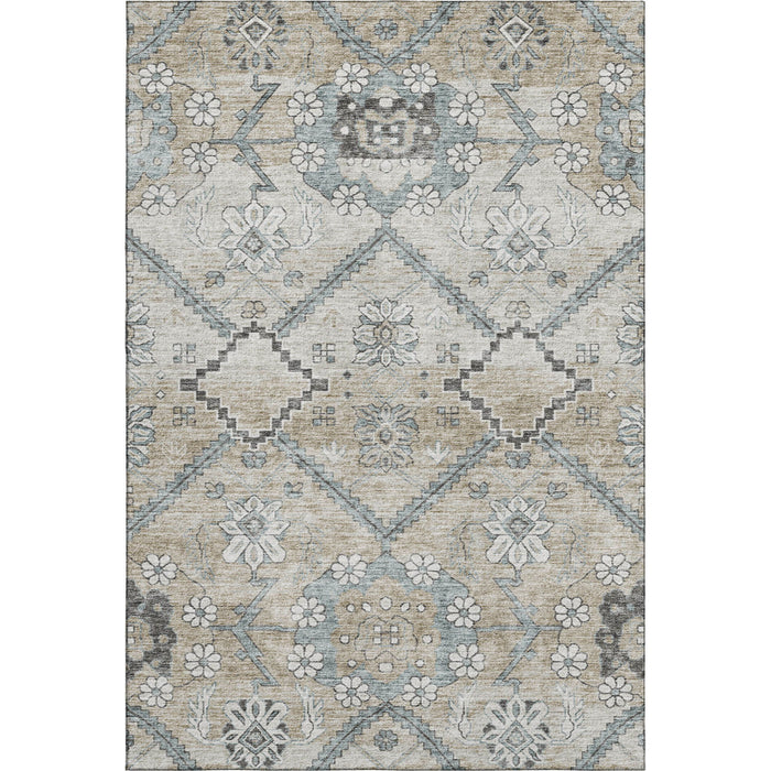 10' X 14' Floral Washable Area Rug With UV Protection (667210) - Beige / Gray