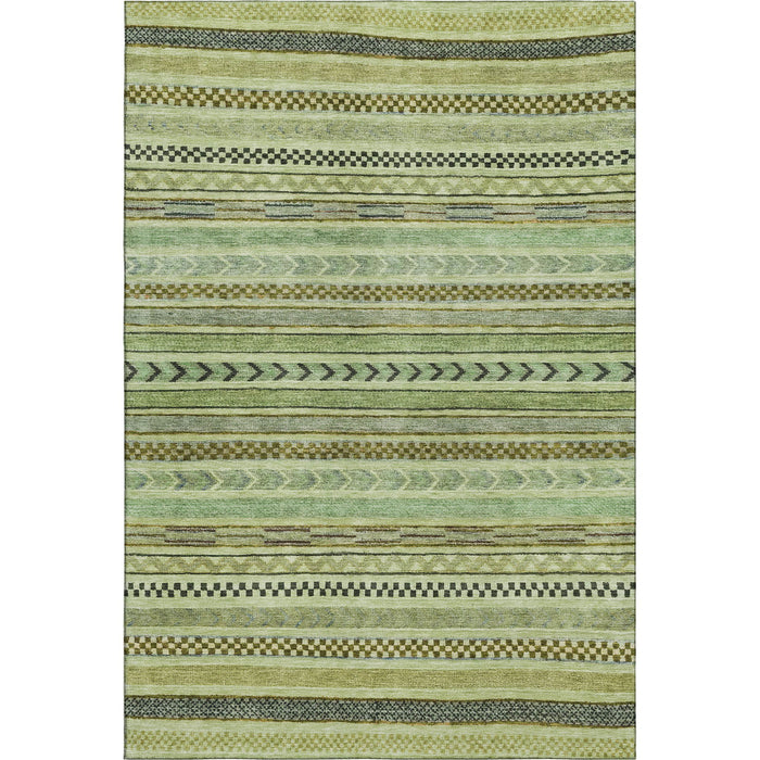 10' X 14' Striped Washable Area Rug With UV Protection (695156) - Artichoke Green / Gray / Sage