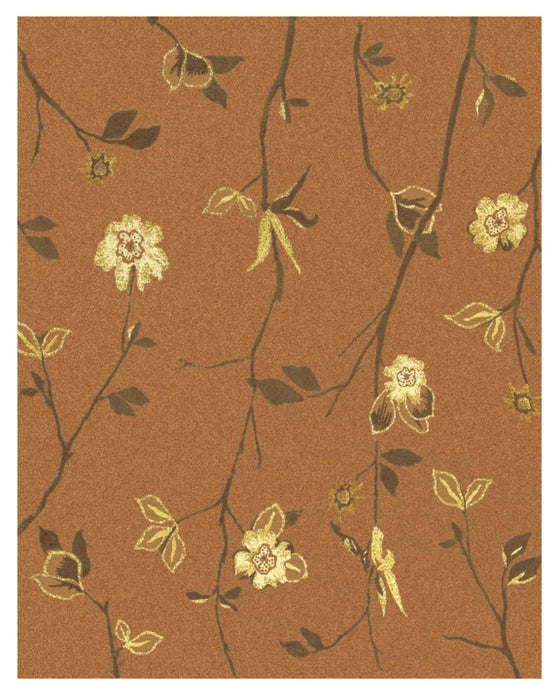 5' X 8' Wool Floral Hand Knotted Area Rug (744204) - Orange / Brown / Yellow