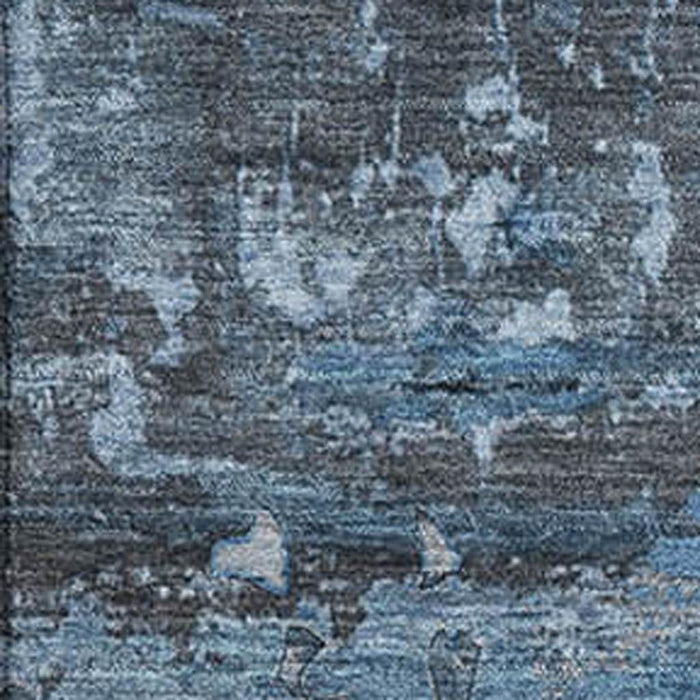 10' X 14' Abstract Washable Area Rug With UV Protection (648844) - Denim Blue / Gray