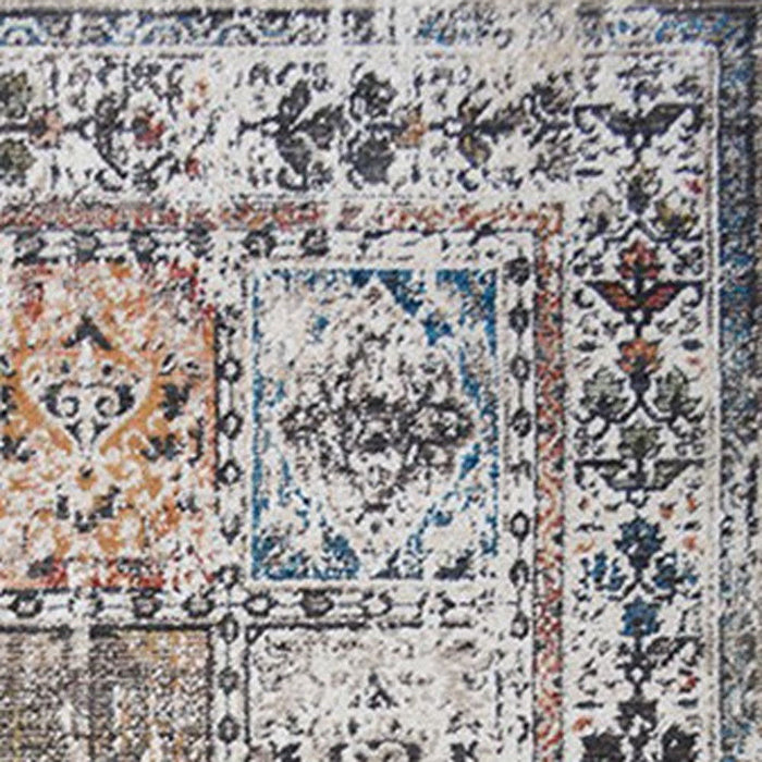 9' x 13' Oriental Distressed Area Rug With Fringe - Ivory