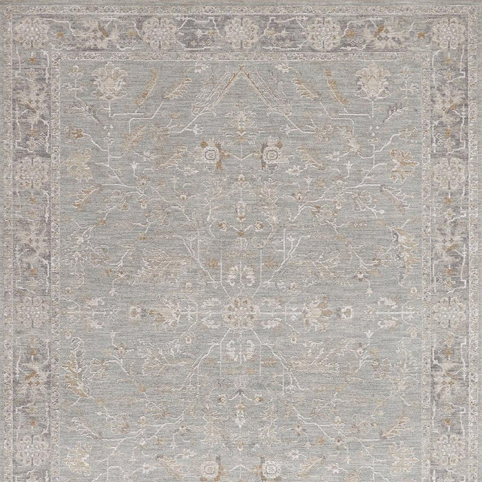8' X 10' Floral Power Loom Distressed Area Rug With Fringe - Blue