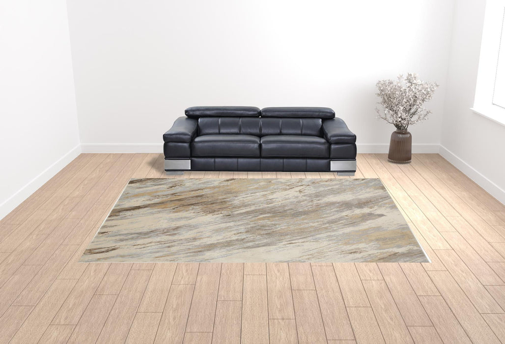 10' x 14' Abstract Area Rug - Ivory Tan And Brown
