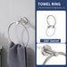Giga stainless steel bathroom organization accessories set with towel bar, toilet paper holder, ring, and hook in brushed nickel finish