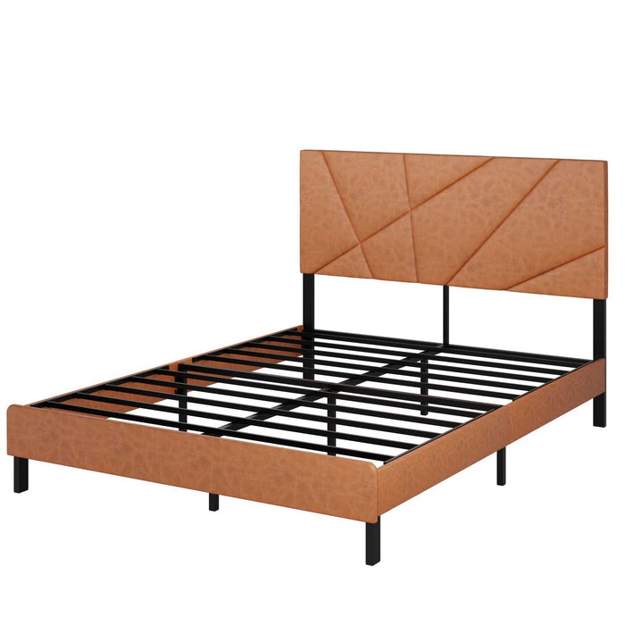 Giga vintage upholstered bed with under bed storage and square platform design in a cozy bedroom setting.