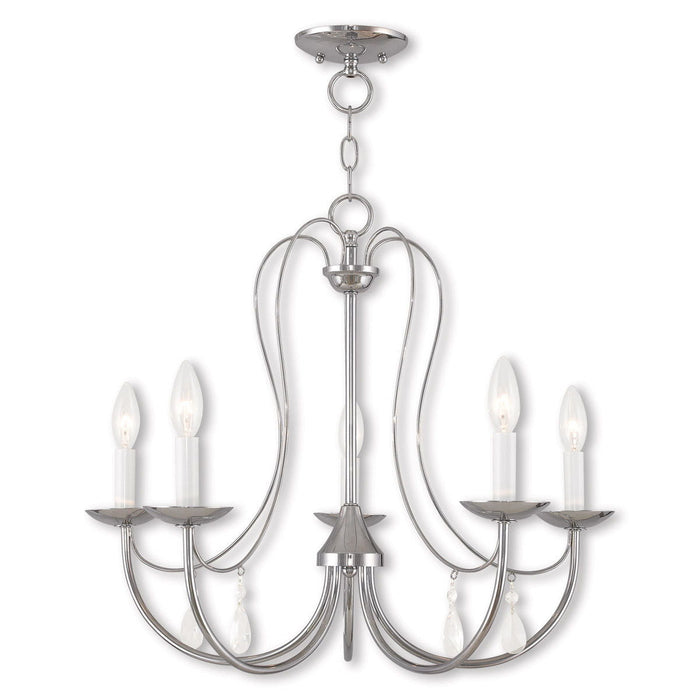 Five Light Dimmable Chandelier With Shades - Silver