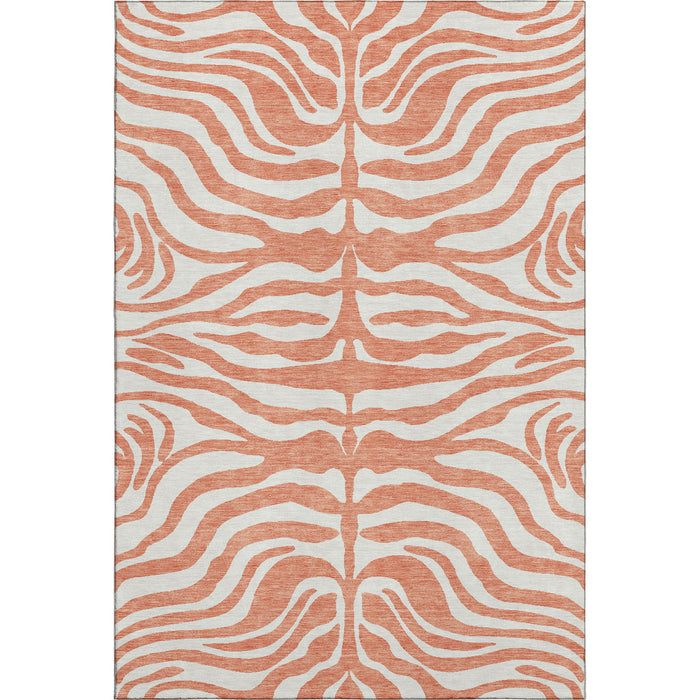 10' X 14' Animal Print Washable Area Rug With UV Protection (681755) - Coral / Ivory