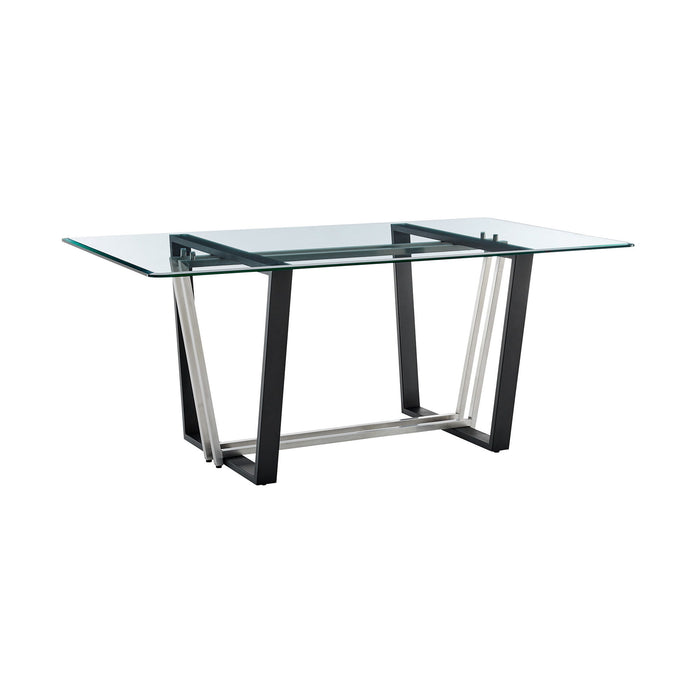 72" Glass And Iron Sled Base Dining Table - Black