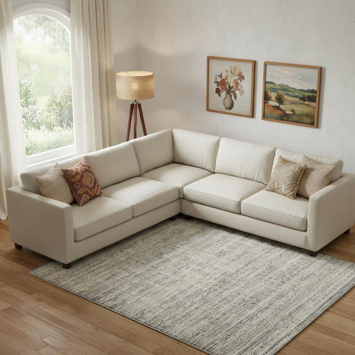 9' X 11' Abstract Area Rug With Fringe (554755) - Ivory / Blue