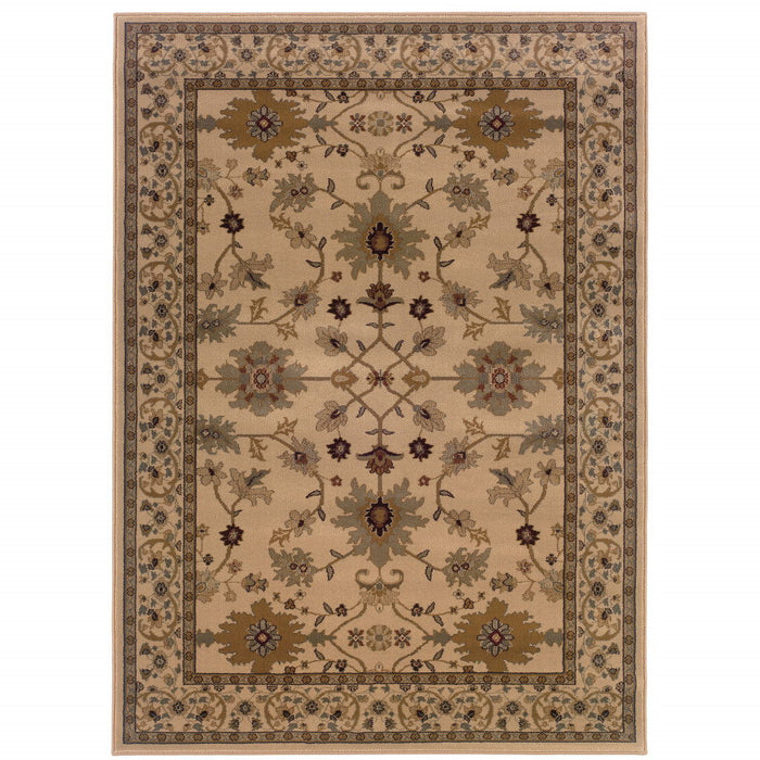 10' x 13' Oriental Power Loom Stain Resistant Area Rug - Ivory