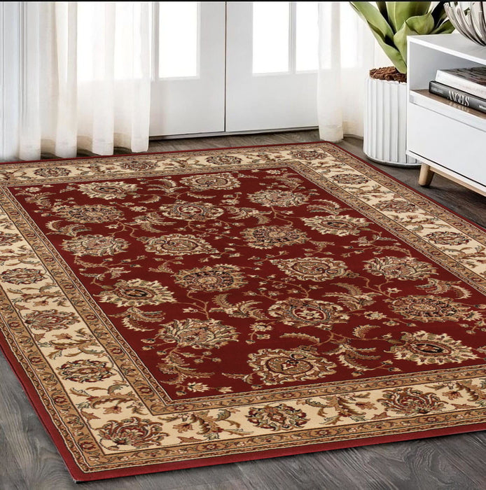 5' X 8' Oriental Area Rug - Red And Ivory