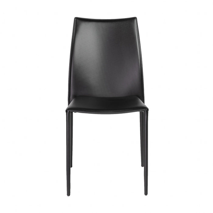 Simple Upholstered Faux Leather Dining Side Chairs (Set of 2) - Black