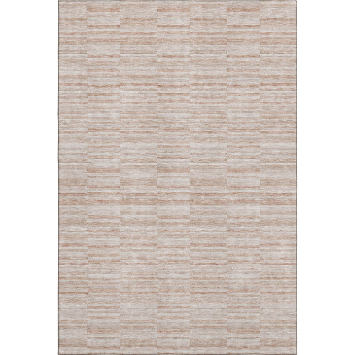 10' X 14' Striped Washable Area Rug With UV Protection - Salmon And Beige