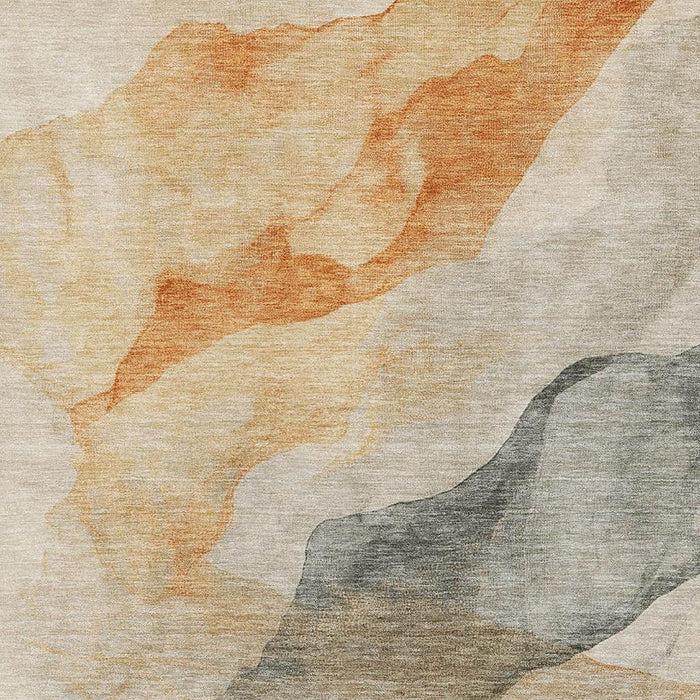 10' X 14' Abstract Washable Area Rug With UV Protection (718181) - Orange / Gray