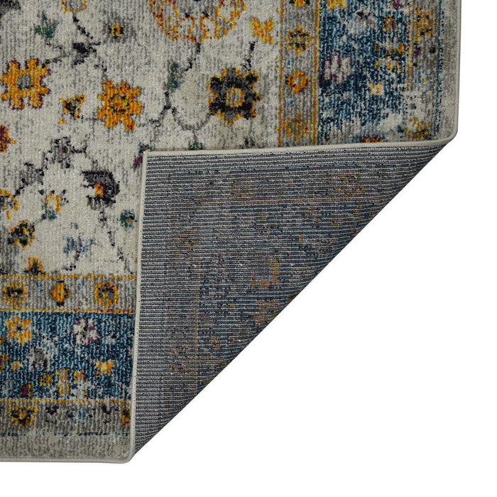 9' x 12' Floral Power Loom Area Rug - Blue And Orange