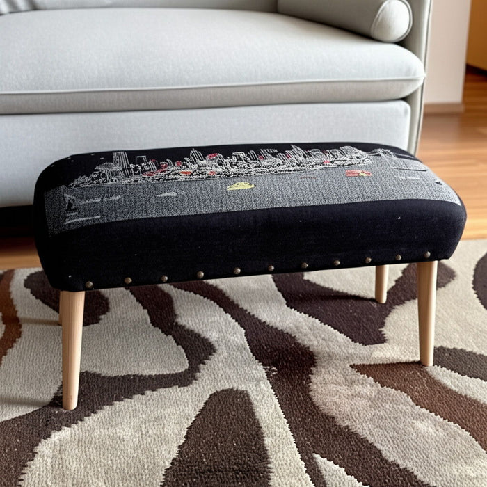 Wool Ottoman - Gray / Brown