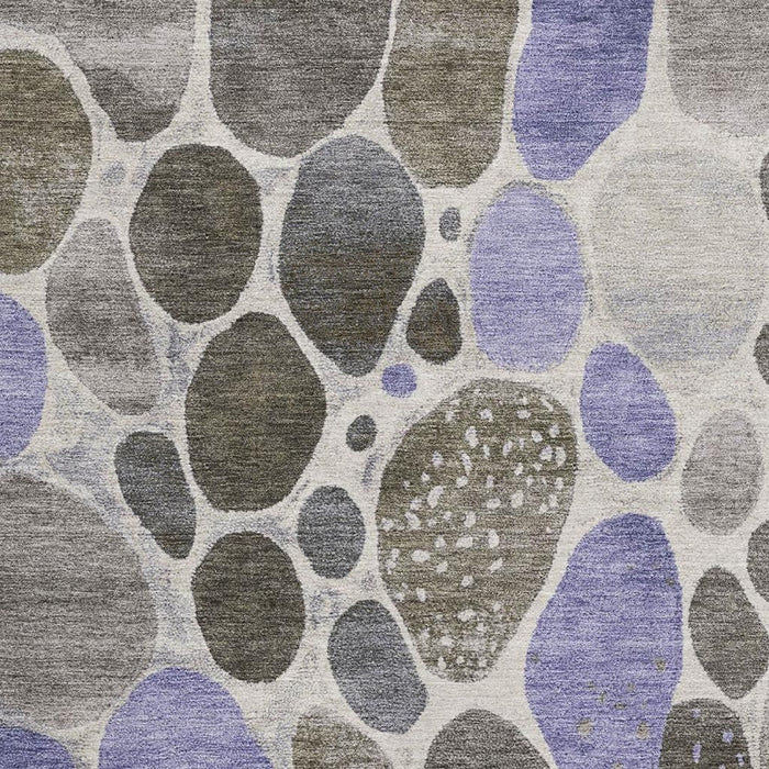 10' X 14' Geometric Washable Area Rug With UV Protection (710358) - Chocolate / Ivory / Lavender