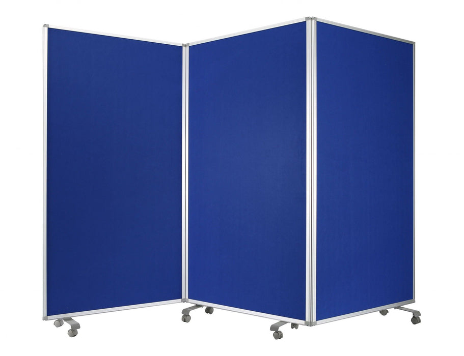 Iron Folding Three Panel Screen Room Divider - Blue
