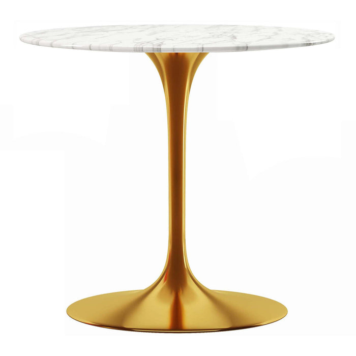 32" Marble And Metal Dining Table - Gold