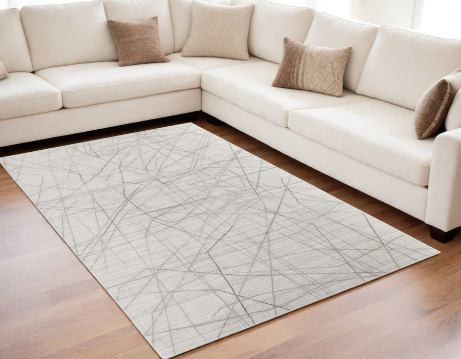 5' x 8' Abstract Hand Woven Area Rug - Ivory