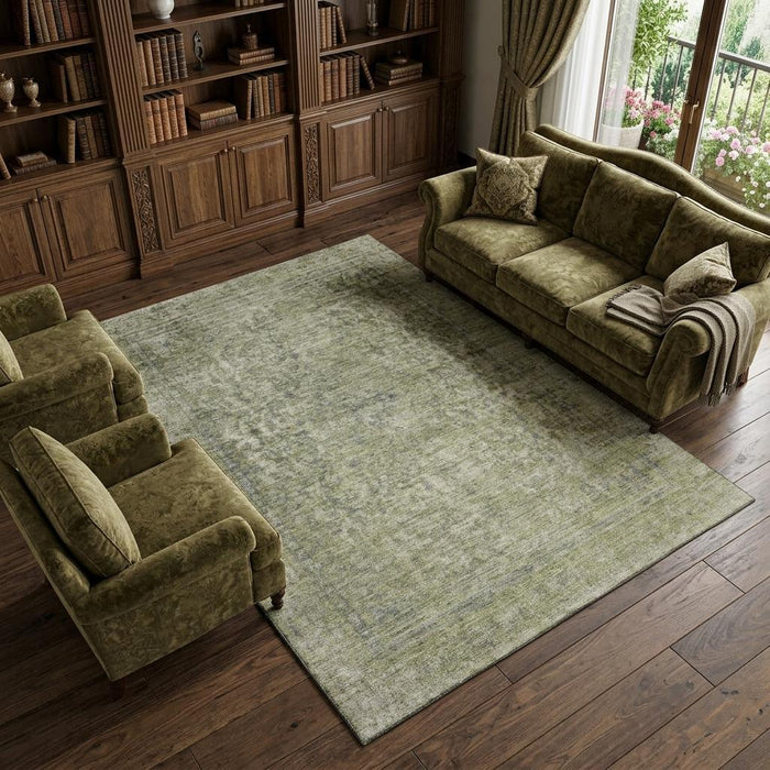 10' X 14' Oriental Washable Area Rug With UV Protection (695864) - Sage / Gray