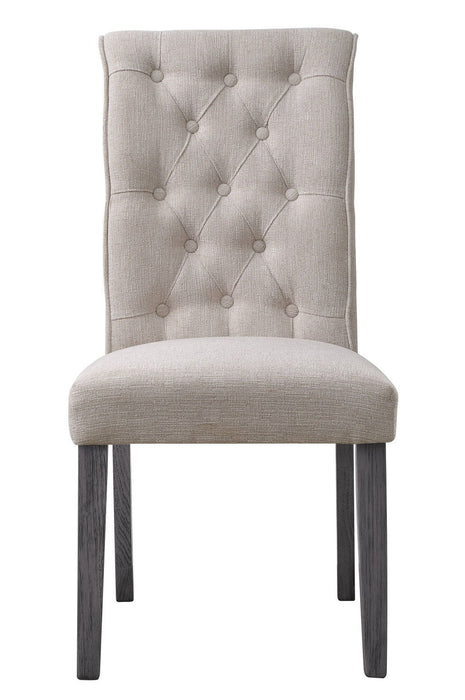 Tufted And Upholstered Linen And Solid Wood Dining Side Chairs (Set of 2) - Beige
