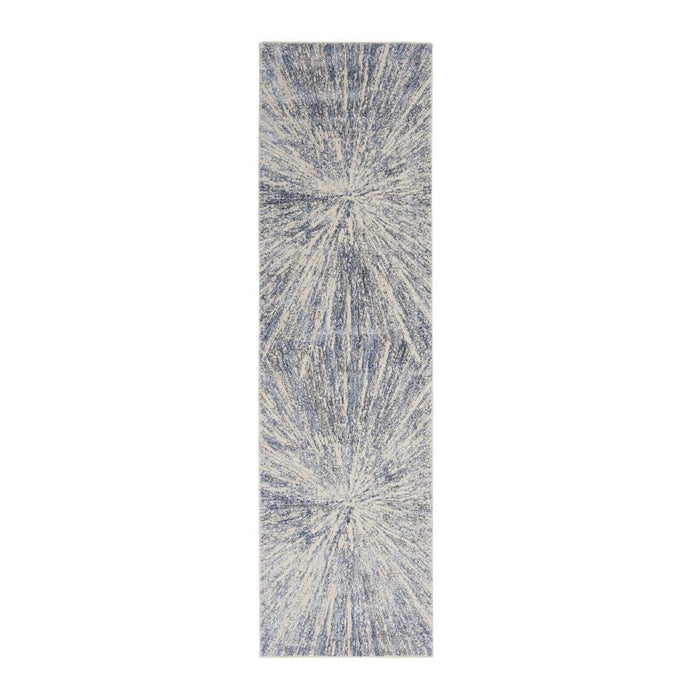 8' Abstract Non Skid Runner Rug (552476) - Cream / Gray / Blue