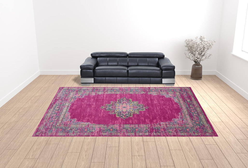 12' x 15' Moroccan Power Loom Distressed Polypropylene Area Rug - Pink