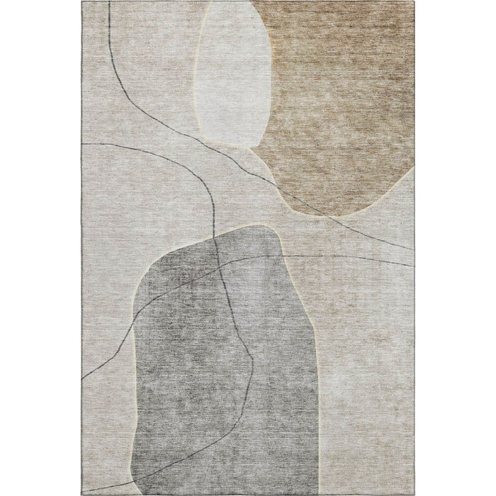 10' X 14' Abstract Washable Area Rug With UV Protection (655585) - Beige / Brown