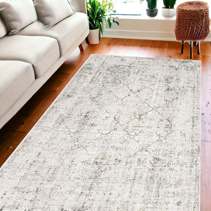 6.5' x 9.5' Abstract Area Rug - Gray And Ivory