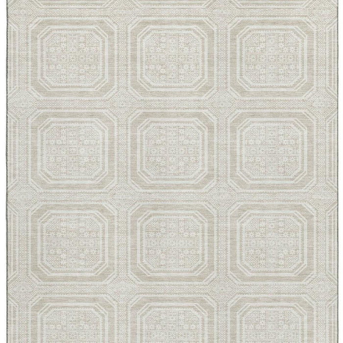 10' X 14' Geometric Washable Area Rug With UV Protection (693768) - Beige / Ivory / Taupe