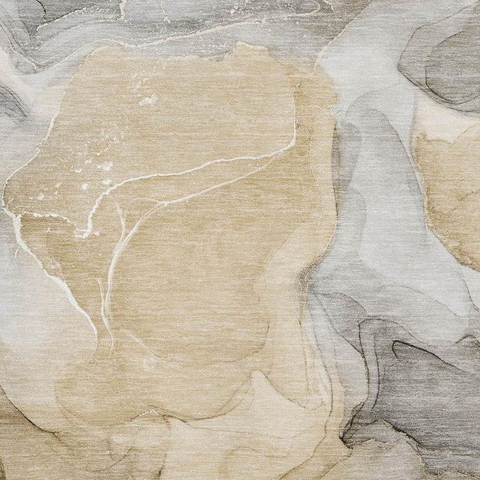 9' X 12' Abstract Washable Area Rug With UV Protection (646709) - Brown / Gray / Ivory