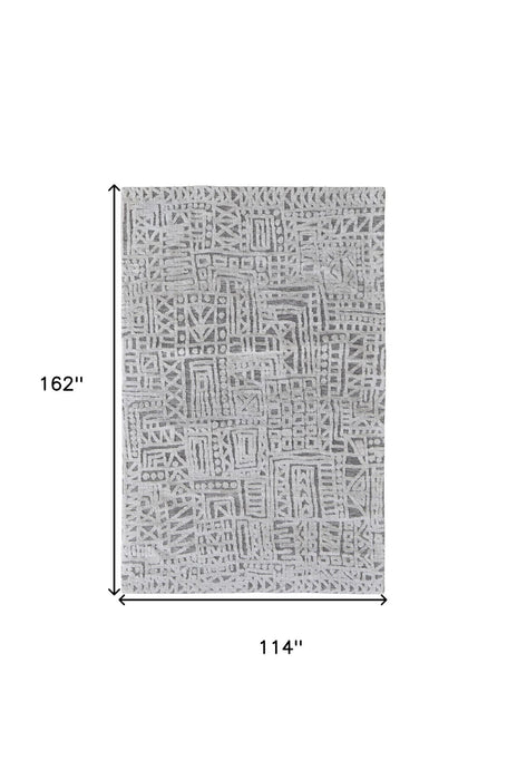 10' x 13' Geometric Stain Resistant Area Rug - Gray And Silver