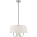 20-inch metal chandelier with four lights, dimmable, featuring cream shades and nickel finish, ideal for elegant home lighting.