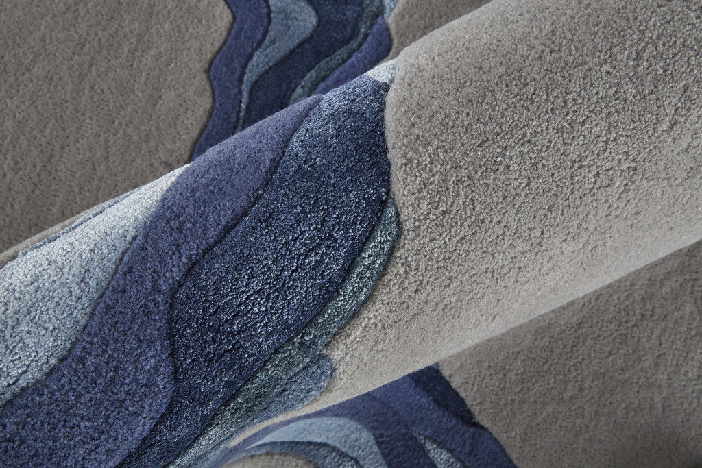 10' x 14' Wool Abstract Hand Tufted Area Rug - Blue And Gray
