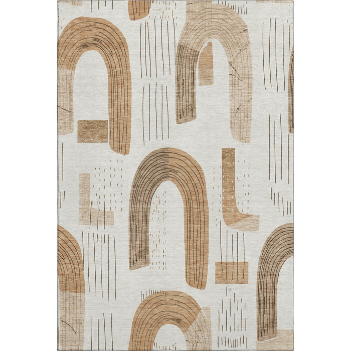 10' X 14' Geometric Washable Area Rug With UV Protection (697536) - Ivory / Khaki / Beige