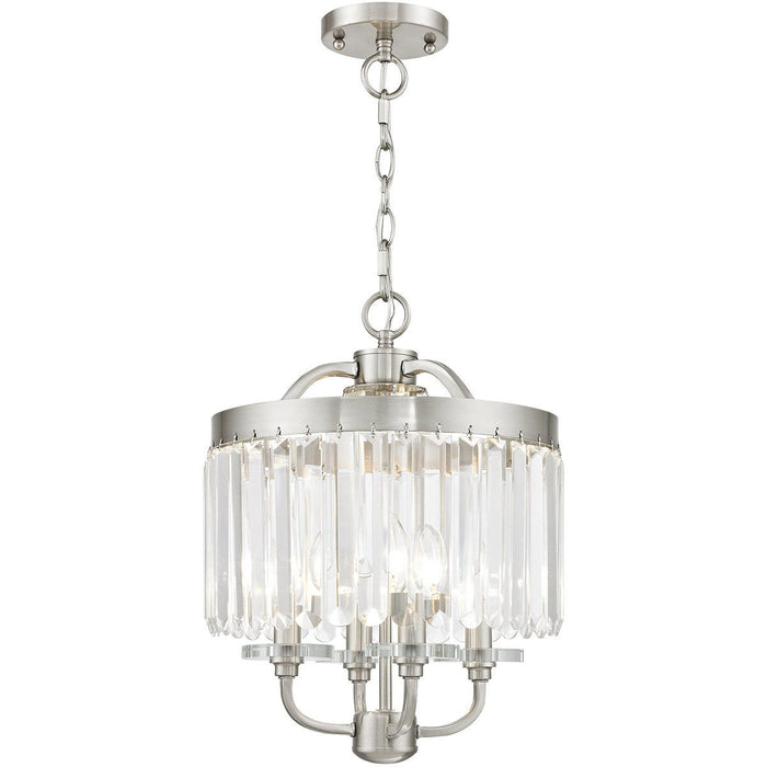 18'' Four-Light Dimmable Chandelier With Shades - Nickel