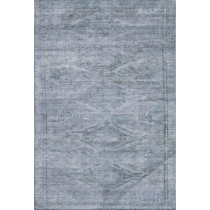10' X 14' Abstract Geometric Washable Area Rug With UV Protection (695402) - Sky Blue / Gray