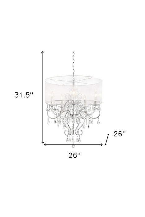 Silver Glam Faux Crystal Hanging Ceiling Lamp with see-through shade, chandelier style by HomeRoots
