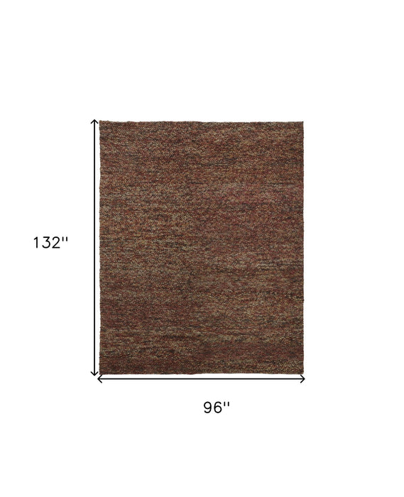 8' x 11' Wool Hand Woven Distressed Area Rug - Brown And Orange