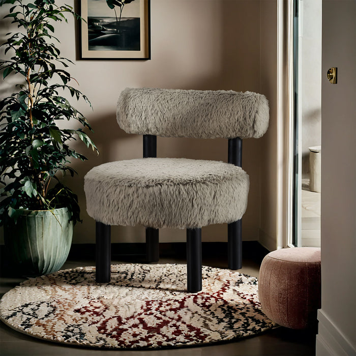 Ambre - Vegan Shearling Fabric Upholstered Accent Chair - Taupe