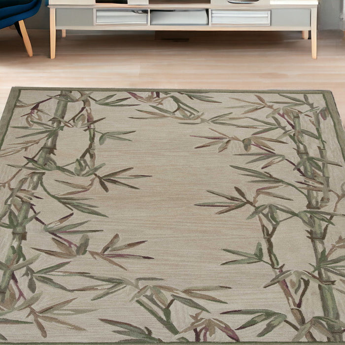 5' x 8' Hand Tufted Bordered Bamboo Indoor Area Rug - Ivory