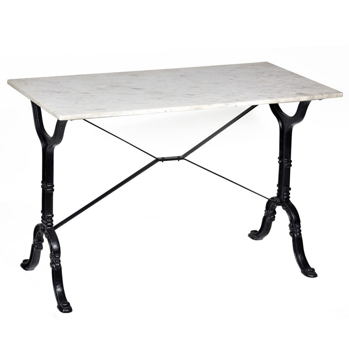 Marble And Iron Rectangular Bar Table - White / Black
