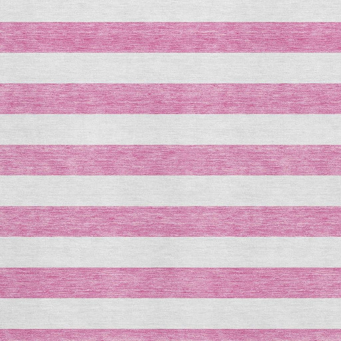 8' X 10' Striped Washable Area Rug With UV Protection (647636) - Pink / Ivory