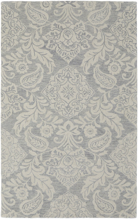 8' x 10' Wool Paisley Tufted Handmade Stain Resistant Area Rug - Blue And Ivory