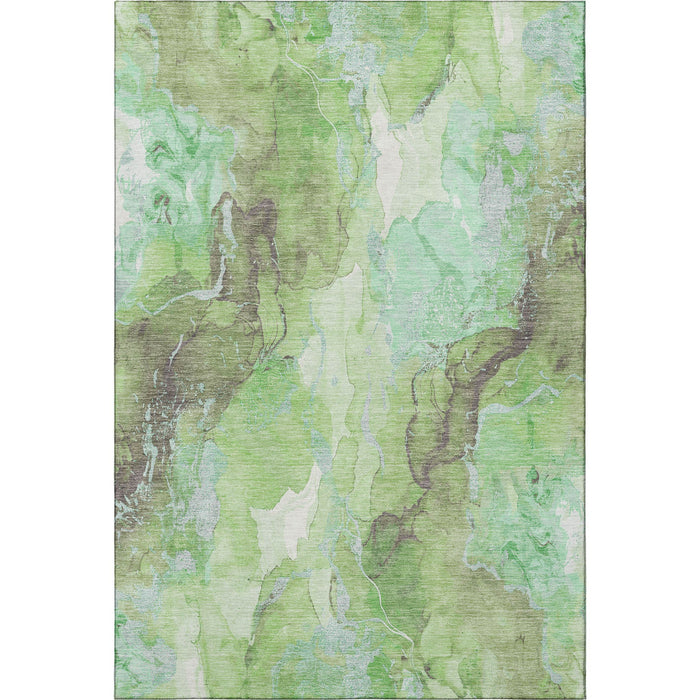10' X 14' Abstract Washable Area Rug With UV Protection (701311) - Green / Charcoal
