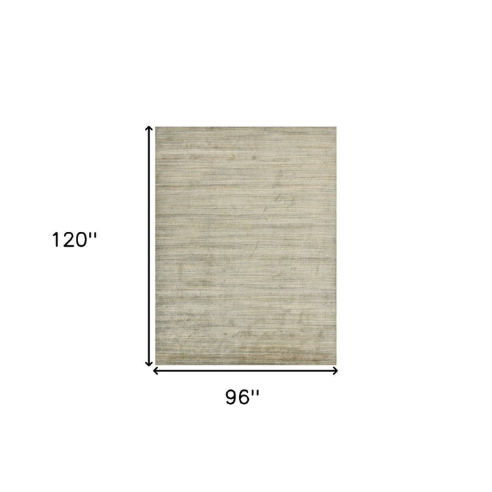8' X 10' Wool Striped Hand Woven Area Rug - Beige And Brown