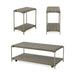 Giga Corbeta 3-piece metal and wood living room table set with aged graphite brown finish, includes coffee table and two chairside tables